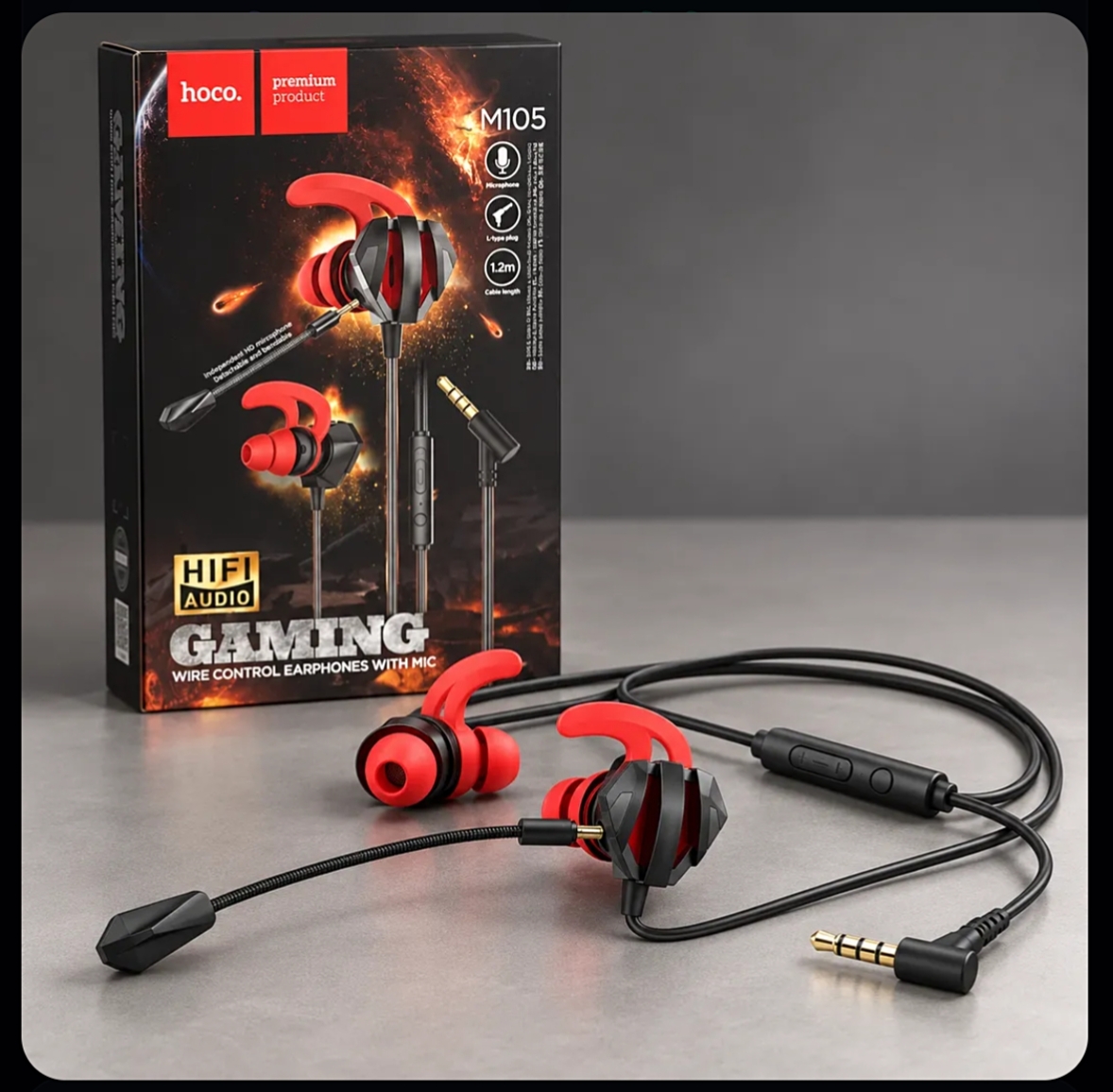 Hoco M105 Sharp, wired gaming earphones with mic Original Base